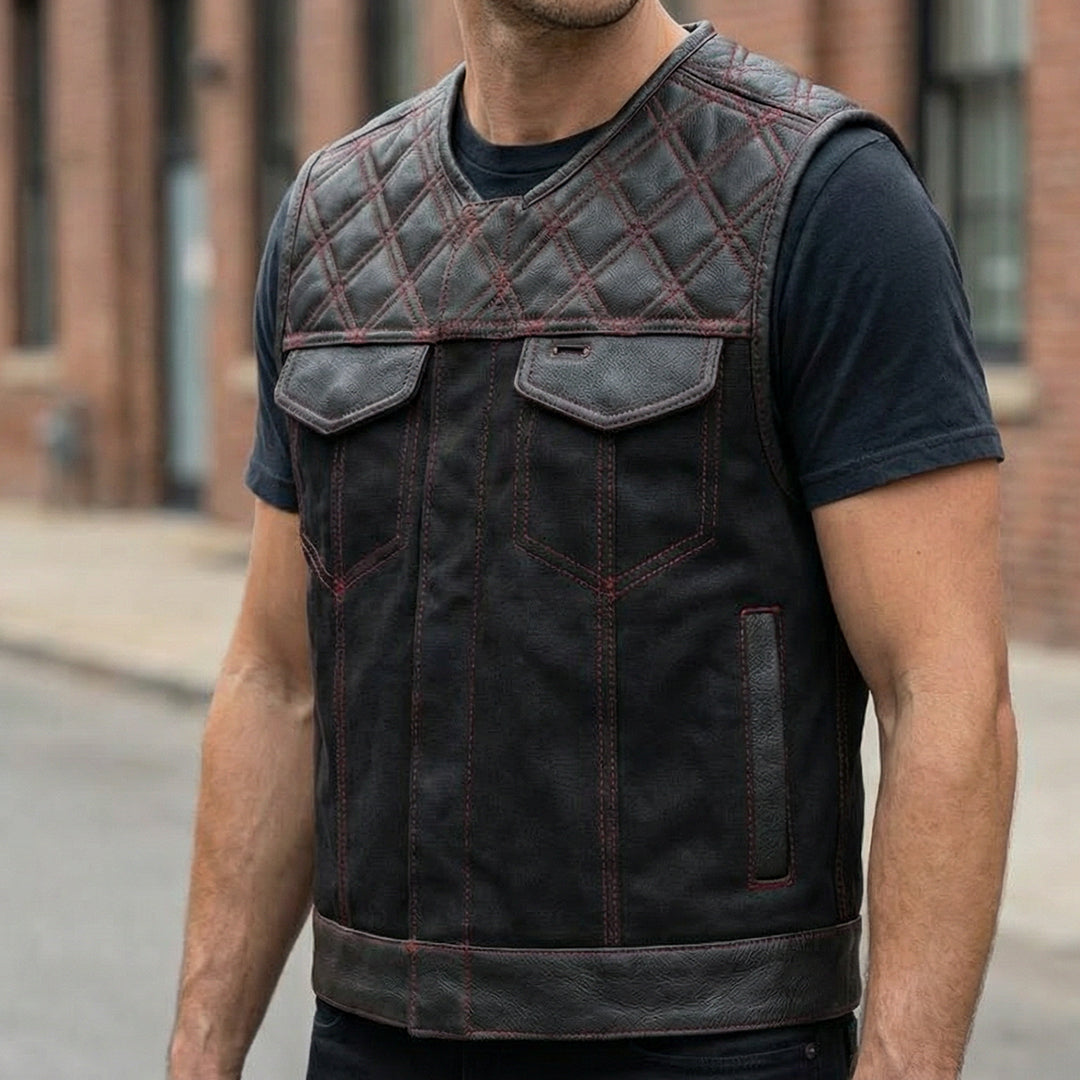 Lethrium Redline Quilted Leather Vest