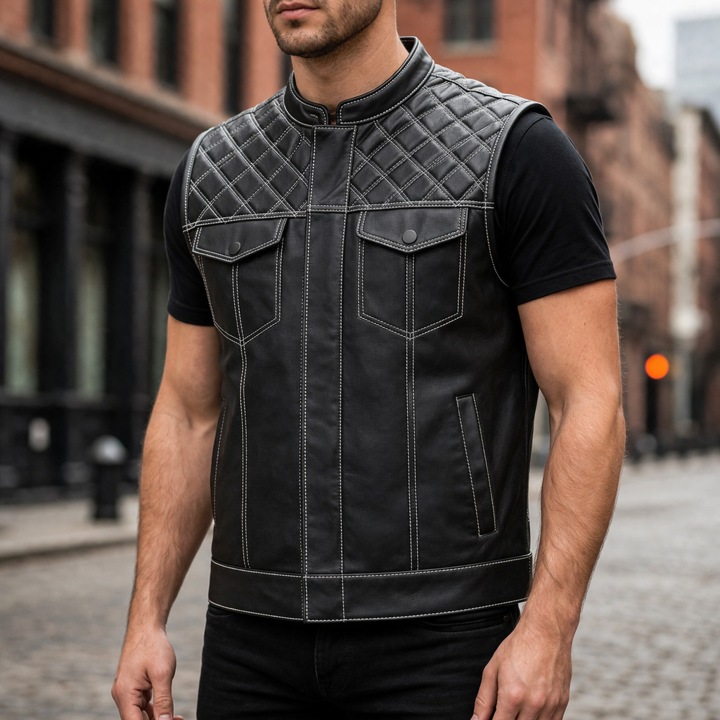 Lethrium Whiteline Leather Vest