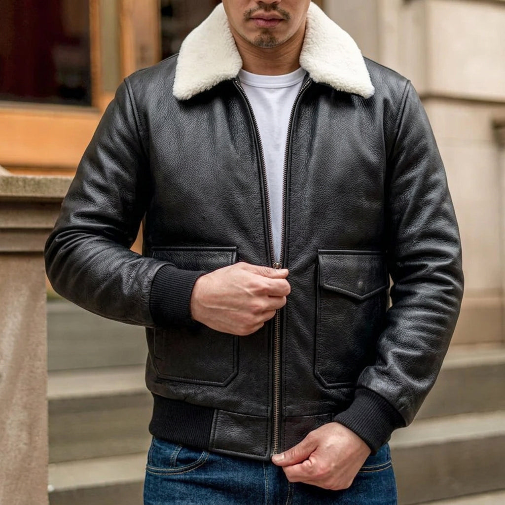 Lethrium Black Flight Bomber Jacket