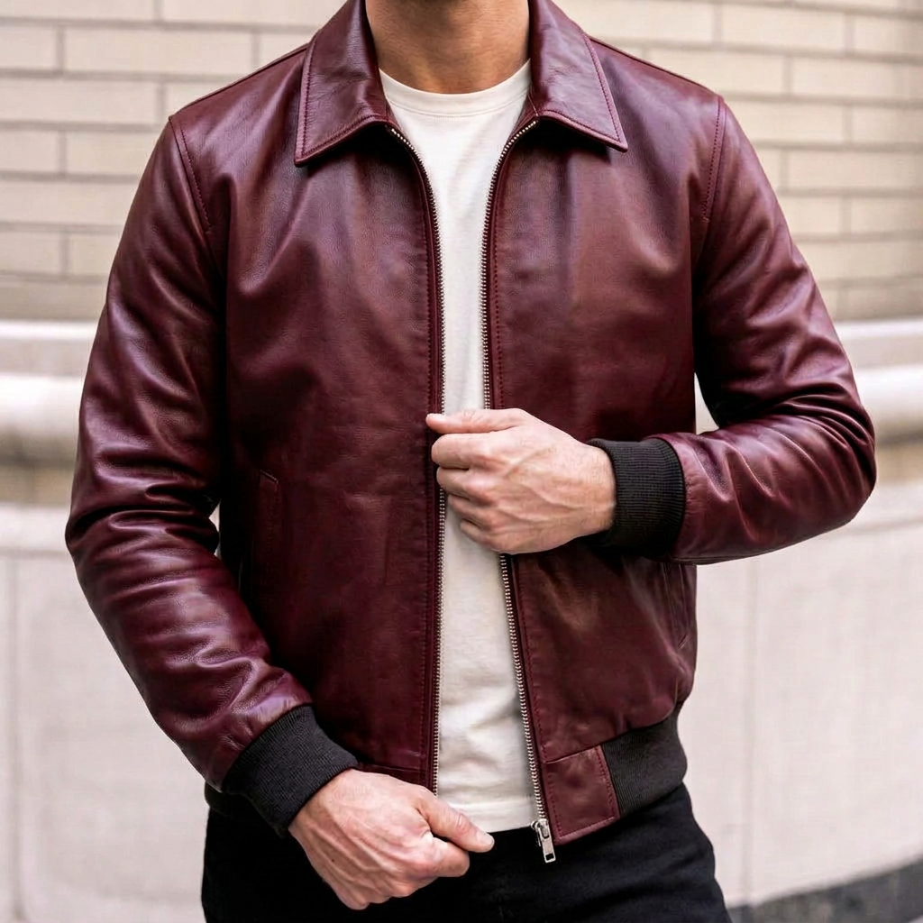 Lethrium Classic Burgundy Leather Jacket