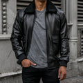 Lethrium Black Bomber Leather Jacket