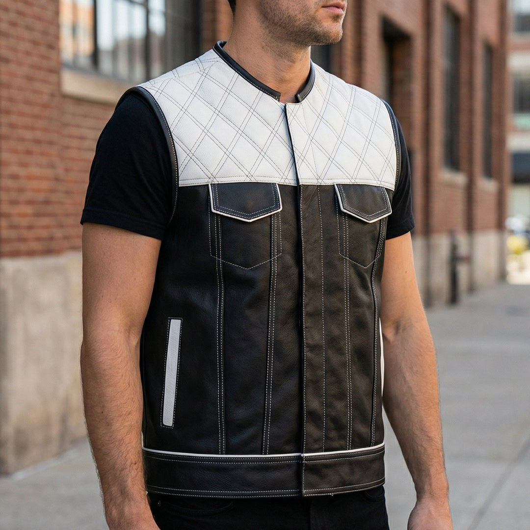 Lethrium Arctic Crest Quilted Leather Vest