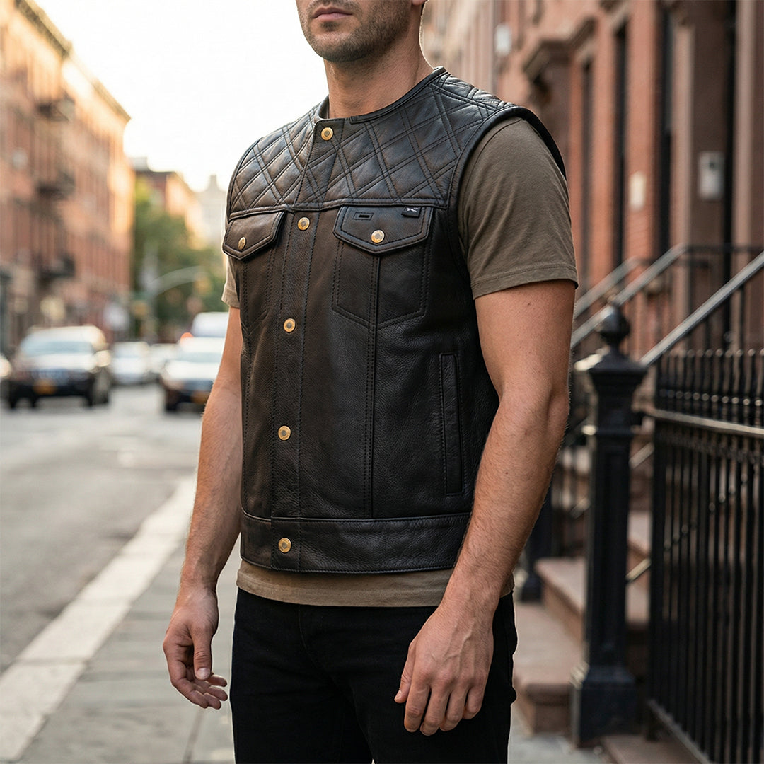 Lethrium Blackridge Leather Biker Vest
