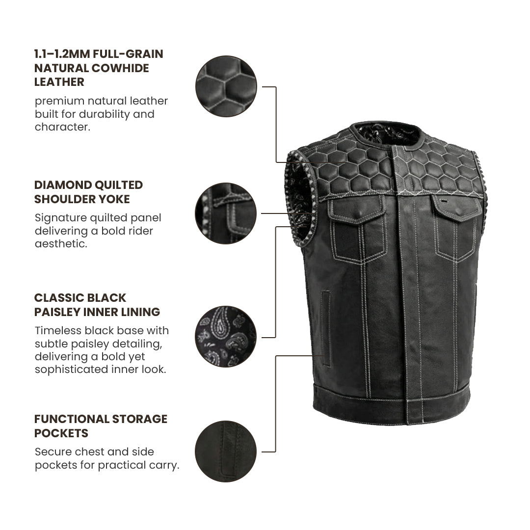 Lethrium Hexridge Honeycomb Leather Vest