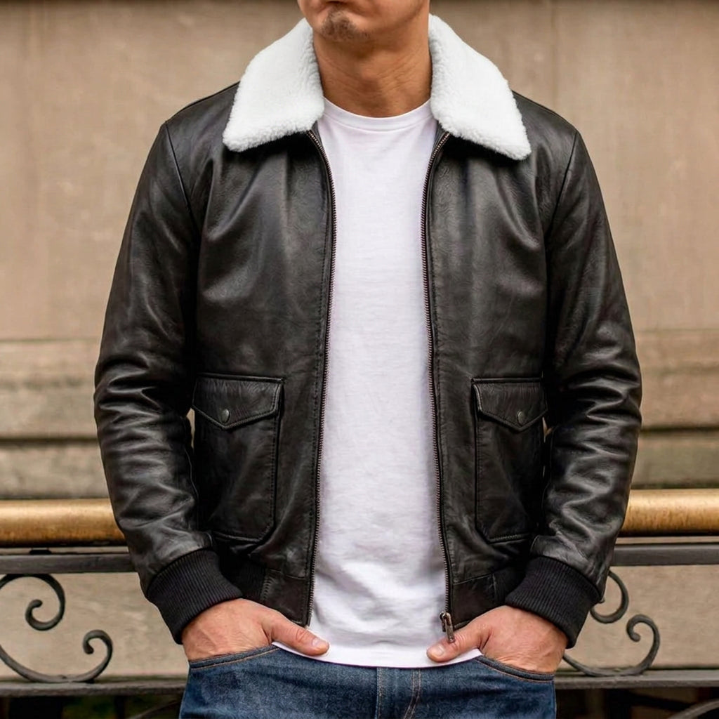 Lethrium Black Flight Bomber Jacket